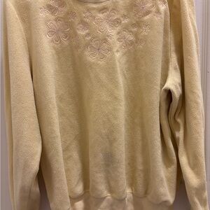 Alfred Dunner Medium Women’s Embroidered Beaded Sweater Ivory Cottage Core
